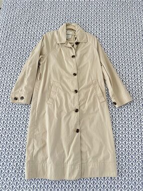 Classic Beige Long Trench Cotton Coat - Women's